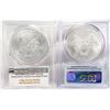 Image 2 : 2017, 2009 (2) American Silver Eagles PCGS MS70