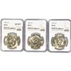Image 1 : 1974 Set (3) Eisenhower Silver Dollars NGC MS65