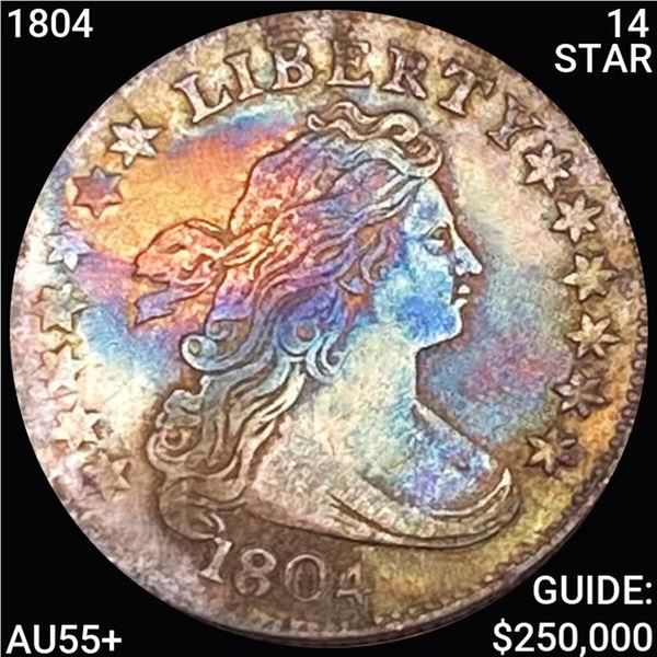 1804 14 STAR Draped Bust Dime HIGH GRADE +