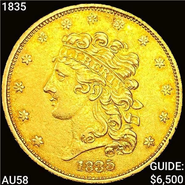 1835 $5 Gold Half Eagle CHOICE AU