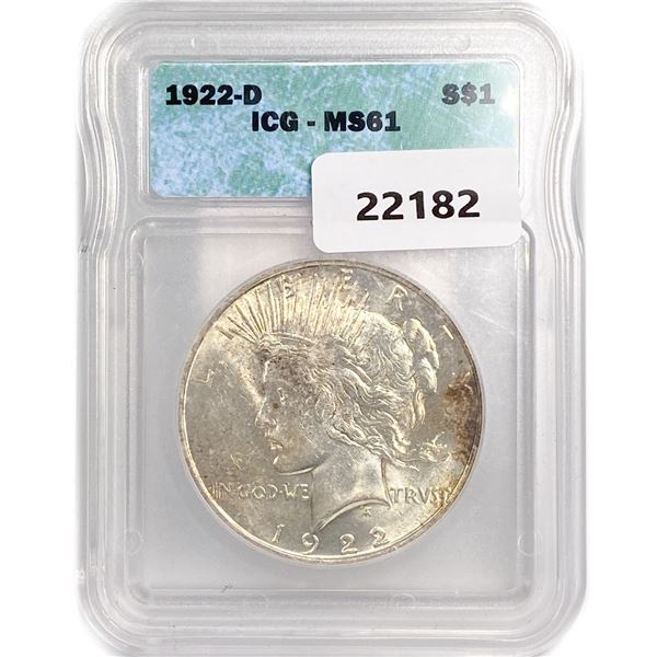 1922-D Morgan Silver Dollar ICG MS61