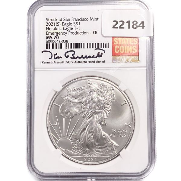 2021(S) ASE Bressett Signed NGC MS70 T-1