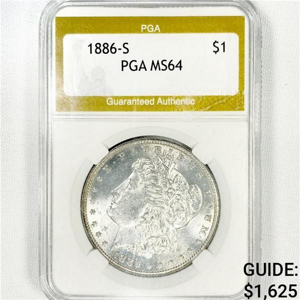 1886-S Morgan Silver Dollar PGA MS64