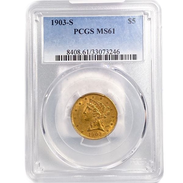 1903-S $5 Gold Half Eagle PCGS MS61