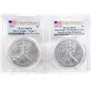 Image 1 : 2021 Set (2) American Silver Eagles PCGS MS70 Ty