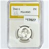 Image 1 : 1942-S Washington Silver Quarter PGA MS65