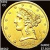 Image 1 : 1892-CC $5 Gold Half Eagle UNCIRCULATED