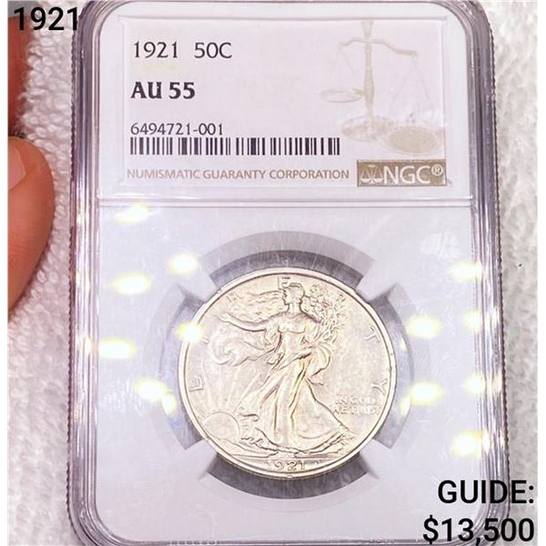1921 Walking Liberty Half Dollar NGC AU55