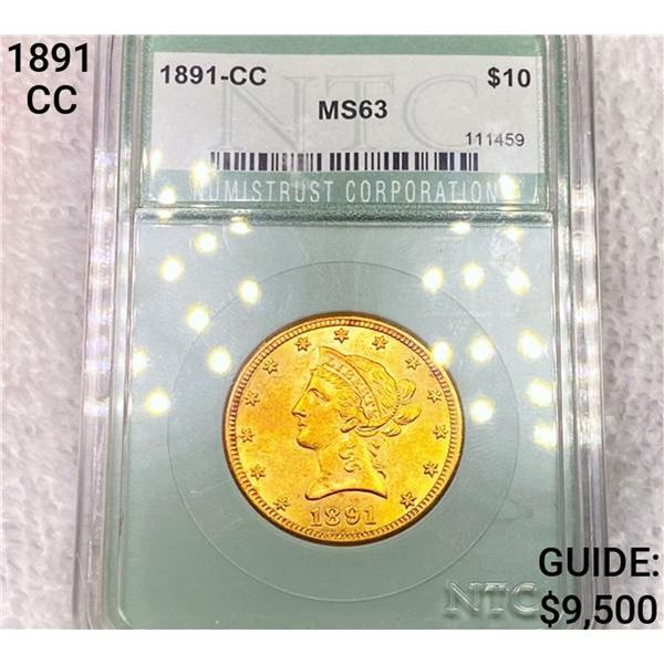 1891-CC $10 Gold Eagle NTC MS63