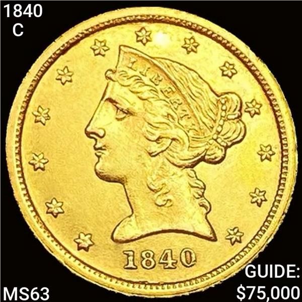 1840-C $5 Gold Half Eagle CHOICE BU