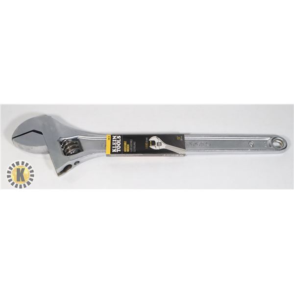 NEW KLEIN TOOLS 15" ADJUSTABLE WRENCH