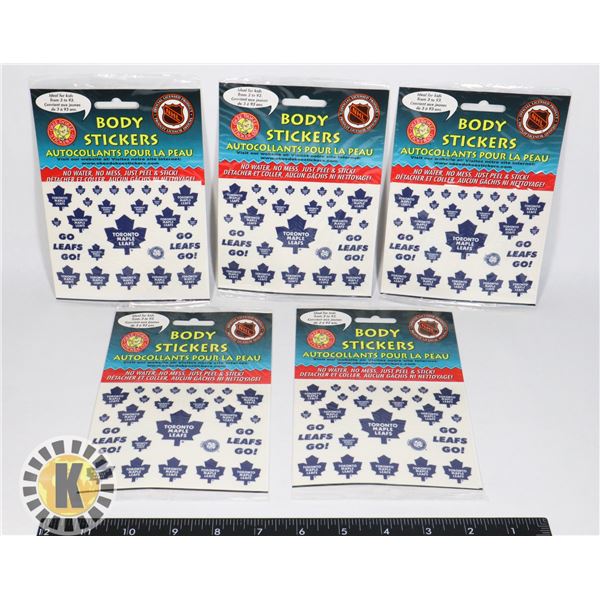 LOT OF 5 "TORONTO MAPLE LEAFS" BODY STICKER PACKS