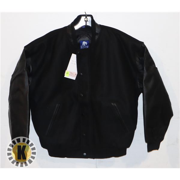 POLAR RIDGE LEATHER/MELTON JKT. BLK/BLK; MED