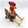 Image 1 : ARTICULATED FOLK ART STYLE ROOSTER WOOD CARVING