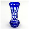 Image 1 : VINTAGE CUT TO CLEAR COBALT BLUE ART GLASS VASE