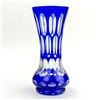 Image 2 : VINTAGE CUT TO CLEAR COBALT BLUE ART GLASS VASE