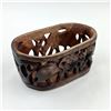 Image 1 : AFRICAN HAND CARVED JUNGLE ANIMALS WOOD BASKET