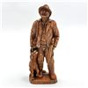 Image 1 : HAND CARVED WOODEN HUNTER & DOG SCULPTURE - SIC