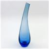 Image 1 : VTG HAND BLOWN BENT NECK BLUE GLASS BUD VASE