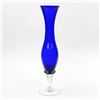 Image 1 : VINTAGE TALL COBALT BLUE SPIRAL STEM BUD VASE