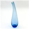 Image 1 : VTG HAND BLOWN BENT NECK BLUE GLASS BUD VASE