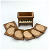Image 2 : VINTAGE UPRIGHT PIANO WOOD & CORK 6 COASTER SET