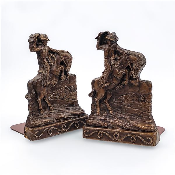 VINTAGE WESTERN COWBOY & HORSE BOOKENDS