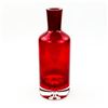 Image 1 : DARK RED GLASS VASE WITH CLEAR GLASS BUBBLE BASE