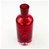 Image 2 : DARK RED GLASS VASE WITH CLEAR GLASS BUBBLE BASE