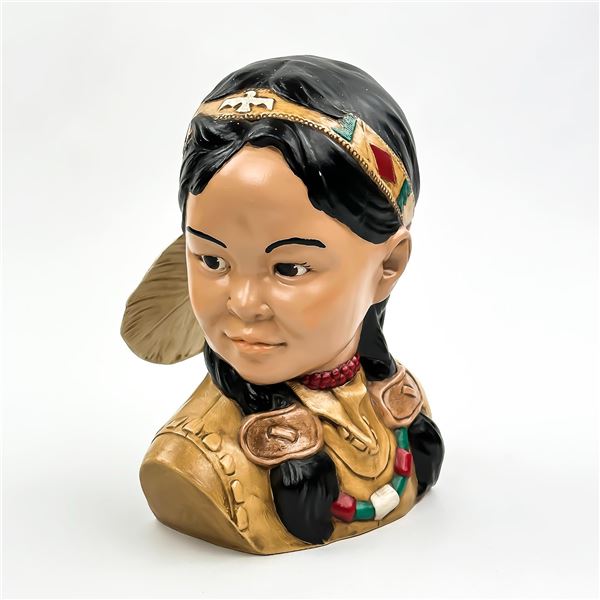 VINTAGE 1984 CERAMIC NATIVE AMERICAN GIRL BUST