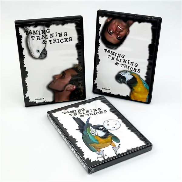 3 TAMING TRAINING & TRICKS PARROT DVDS - VOL 1-3