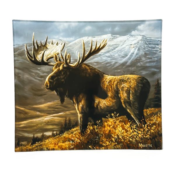 LARGE GLASS MOOSE TRAY BY ROSEMARY MILLETTE