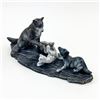 Image 1 : HAND CRAFTED CERAMIC WOLF AND CUBS FIGURINE