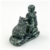 Image 1 : JOLIN SOAPSTONE CARVING - INUIT BOY OR GIRL & DOG