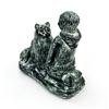 Image 2 : JOLIN SOAPSTONE CARVING - INUIT BOY OR GIRL & DOG