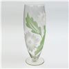 Image 1 : VTG FROSTED / ETCHED TAPERED FOOTED VASE - FLORAL