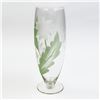 Image 2 : VTG FROSTED / ETCHED TAPERED FOOTED VASE - FLORAL