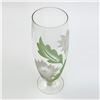 Image 3 : VTG FROSTED / ETCHED TAPERED FOOTED VASE - FLORAL