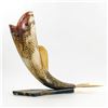 Image 2 : VINTAGE HAND CARVED HORN FISH SCULPTURE FOLK ART