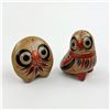 Image 1 : TWO HAND PAINTED MEXICAN FOLK ART TONALA OWLS