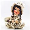 Image 2 : VINTAGE CHALKWARE PLANTER - GIRL WITH CAT - MEXICO