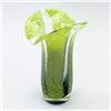 Image 2 : JACK IN THE PULPIT STYLE ART GLASS VASE - GREEN/BL