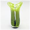 Image 3 : JACK IN THE PULPIT STYLE ART GLASS VASE - GREEN/BL