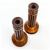 Image 3 : VINTAGE PAIR FLUTED COLUMN WOODEN CANDLESTICKS