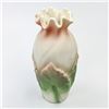 Image 1 : HAND CRAFTED RUFFLED ART POTTERY PASTEL LEAF VASE