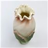 Image 3 : HAND CRAFTED RUFFLED ART POTTERY PASTEL LEAF VASE