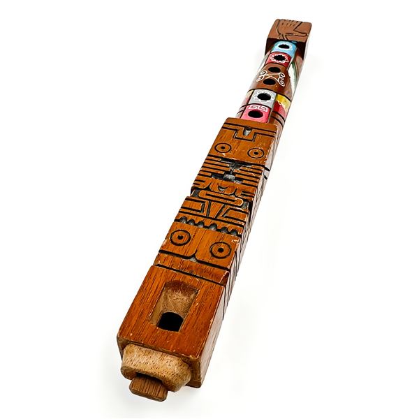 HAND MADE PERUVIAN TARKA WOODEN FLUTE FOLK ART