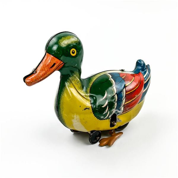 OLD MECHANICAL WIND-UP TIN LITHO DUCK - GERMANY