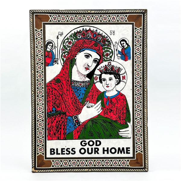 VIRGIN MARY BABY JESUS GOD BLESS OUR HOME MOSAIC