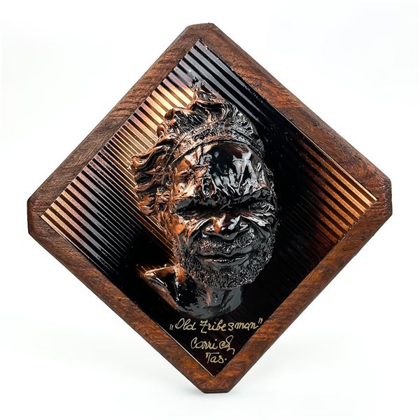 ABORIGINAL FACE SCULPTURE - OLD TRIBESMAN BY CARRI